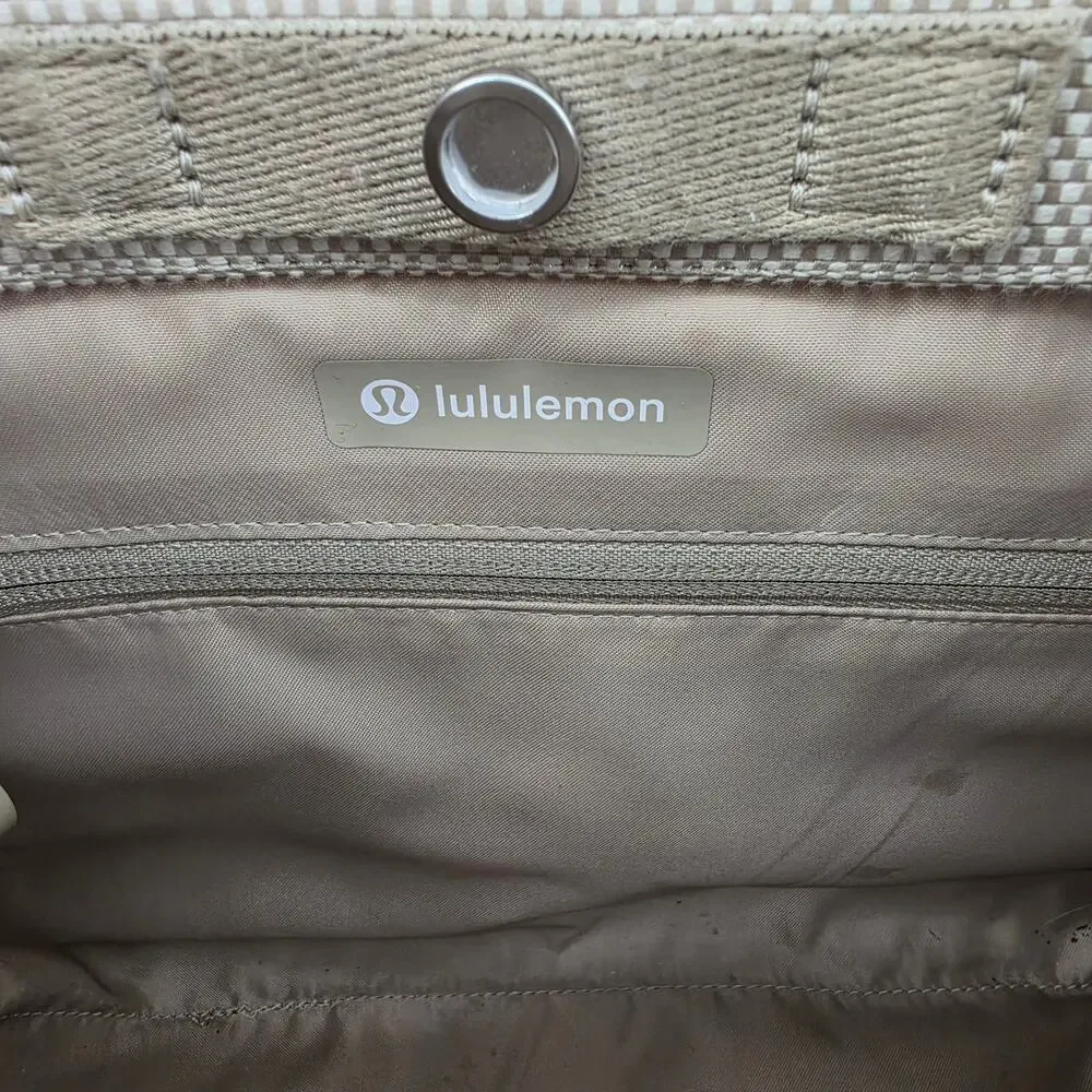 Lululemon Beige Two-Tone Canvas Mini Tote Bag 4.5L W/ Removable Adjustable Strap